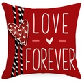Rode Valentijn kussensloop met Love Forever print en hartvormig detail - 45x45 cm / Rode Streep Letter Hart Patroon (YMD419-3)