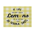 Yellow gingham lemon placemat with funny Tequila quote for summer table decor - Tequila Lemon Slogan (CD19-15) / Cotton-Linen Look / CD19-15