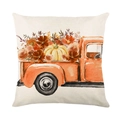 Fall pumpkin pillow case with vintage truck watercolor design on linen fabric - Vintage Truck Pumpkin Floral Pattern (YMD373-12)