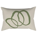 Green abstract organic circular lines on a rectangular beige lumbar pillow cover - 30x50cm Without Insert / CRD63-8 Style