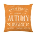 Orange autumn harvest pumpkin pillow case with farm fresh text on canvas fabric - FARM FRESH Orange Text Pattern (YMD373-13)