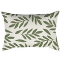 Rectangular lumbar pillow cover with green leaf pattern on cream fabric background - 30x50cm Without Insert / CRD63-9 Style