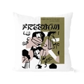Nordic green geometric throw pillow with artistic Freedom text and abstract design - 45*45cm (No Insert) / Portrait Color Block Print (CRD68-6)