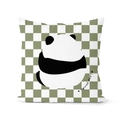 Sage green checkerboard panda throw pillow cover with Lazy Panda graphic print - 45*45cm (No Insert) / Green White Checkerboard Panda (CRD68-8)