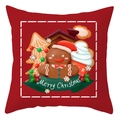 Housse de coussin de Noël rouge avec bonhomme de pain d'épice et sapin décoré - 45x45 cm / Bonhomme De Pain D'Épices Et Maison De Neige (DRD416-6)