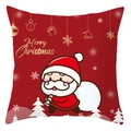 Housse de coussin rouge de Noël avec Père Noël, sapin blanc et texte Merry Christmas - 45x45 cm / Père Noël Et Sapin (DRD416-7)