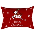 Christmas lumbar pillowcase with red reindeer design and white Merry Christmas text - White Graphic Reindeer (DRD417-5)