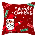 Housse de coussin rouge avec motif Père Noël et texte Merry Christmas pour Noël - 45x45 cm / Père Noël Dessiné À La Main Et Bonbons (DRD416-8)
