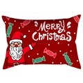 Red Christmas pillowcase with Santa Claus and snowflakes in peach skin fabric - Santa Claus Candy (DRD417-6)