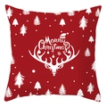 Taie d'oreiller de Noël rouge avec imprimé renne blanc et motif Merry Christmas - 45x45 cm / Design De Tête De Renne Artistique (DRD416-9)