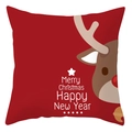 Housse de coussin de Noël avec motif renne rouge et texte festif déco maison - 45x45 cm / Renne De Dessin Animé Demi-Visage (DRD416-10)