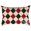 Christmas lumbar pillowcase with red and green argyle pattern and Merry Christmas text - Red Green Argyle (DRD417-7)