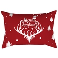 Red Christmas peach skin pillowcase with Merry Christmas text and deer head pattern - Deer Head Decoration (DRD417-9)