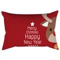 Red Christmas lumber pillowcase with festive reindeer print and Merry Christmas text - Cartoon Reindeer Partial (DRD417-10)
