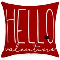 Housse de coussin rouge carrée Saint-Valentin avec texte blanc et texture aspect coton lin - 45x45cm / Style de Texte Hello Valentine (YMD428-2)