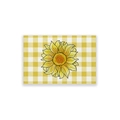 Detail of waterproof placemat with yellow gingham check and sunflower print texture - Cotton Linen / Yellow Gingham Sunflower (CD35-13)