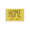 Detail of yellow cotton linen placemat with Home Sweet Home print and stitched edges - Cotton Linen / Bright Yellow Home Sweet Home (CD35-15)