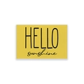 Macro detail of waterproof cotton linen placemat with HELLO sunshine print and stitching - Cotton Linen / Bright Yellow Hello Sunshine (CD35-16)