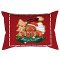 Red Christmas peach skin pillow cover with gingerbread man and Merry Christmas text - Gingerbread Man and House (DRD417-16)