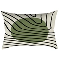 Modern rectangular pillow cover with green oval pattern and black wavy lines - 30x50cm Without Insert / CRD63-30 Style