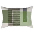 Olive green geometric abstract lumbar pillow cover with modern Nordic leaf patterns - 30x50cm Without Insert / CRD63-32 Style
