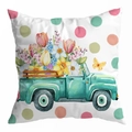 Blumen Kissenbezug mit Vintage-Truck-Motiv aus Pfirsichhaut-Gewebe für das Sofa - Retro LKW Blumen Stil (DRD481-4)