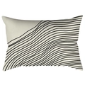 Minimalist green geometric pillowcase with black wavy lines on cream fabric base - 30x50cm Without Insert / CRD63-37 Style
