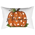 Funda de cojín rectangular blanca con calabaza naranja de lunares y diseño de otoño - 30*50cm / Calabaza de Lunares Autumn (DRD423-9)