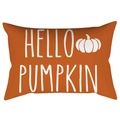 Funda de cojín lumbar naranja con texto Hello Pumpkin y dibujo de calabaza - 30*50cm / Texto Naranja con Calabaza (DRD423-10)