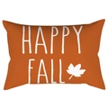 Funda de cojín lumbar naranja con texto Happy Fall en blanco y una hoja de maple - 30*50cm / Naranja Happy Fall (DRD423-12)