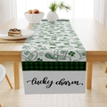 Chemin de table en lin Saint-Patrick avec texte lucky charm et bordure écossaise - 33*183cm / Lucky Charm (ZQ31-6)