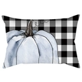 Funda de cojín lumbar rectangular con calabaza azul acuarela y cuadros negros - 30*50cm / Calabaza Gris Azul con Cuadros (DRD423-14)