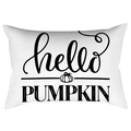 Funda de cojín con estampado hello PUMPKIN y gráficos negros sobre tela blanca - 30*50cm / Base Blanca Texto Negro Hello Pumpkin (DRD423-15)