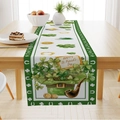 Chemin de table en lin Saint-Patrick avec trèfles verts et motifs de fers à cheval - 33*183cm / Happy St. Patrick's Day (ZQ31-8)