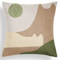 Detailed view of the soft velvet fabric and abstract geometric shapes on the cushion cover - Abstract Yarn and Cat Ear Silhouette Style (CRD80-11)