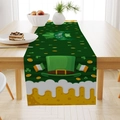 Chemin de table en lin Saint-Patrick avec trèfles verts et motifs pièces d'or - 33*183cm / Motif Bière et Drapeau (ZQ31-11)