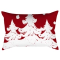 Christmas lumbar pillowcase with white hand-drawn snowy trees on festive red background - 30X50cm (Cover Only) / Red Background White Christmas Trees (DRD419-1)