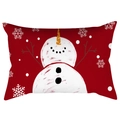 Red Christmas waist pillowcase with hand-drawn snowman and snowflake print - 30X50cm (Cover Only) / Red Background Snowman Pattern (DRD419-2)
