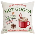 Christmas linen pillowcase with hot cocoa and gingerbread star print for festive decor - Winter Hot Cocoa and Marshmallows (YMD397-7) / 45x45CM No Pillow Core