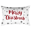 Rectangular Christmas waist pillow with red Merry Christmas script and black snowflakes - 30X50cm (Cover Only) / White Merry Christmas Print (DRD419-4)