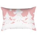 Pink Christmas lumbar pillow cover with white cedar tree print and soft fabric texture - 30X50cm (Cover Only) / Pink Background White Cedars (DRD419-5)