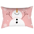 Rectangular peach skin pillowcase with cute snowman and snowflake print on pink backdrop - 30X50cm (Cover Only) / Pink Cartoon Snowman (DRD419-6)