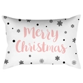 White peach skin lumbar pillow cover with pink Merry Christmas text and black snowflakes - 30X50cm (Cover Only) / Pink Merry Christmas Text (DRD419-8)