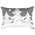 Rectangular Christmas pillow cover featuring white trees on dark grey peach skin fabric - 30X50cm (Cover Only) / Grey White Christmas Trees (DRD419-9)