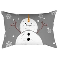 Christmas snowman print lumbar pillow cover in grey peach skin fabric for sofa decor - 30X50cm (Cover Only) / Gray Background Cartoon Snowman (DRD419-10)