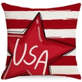 Linnen USA kussensloop met ster en rood-witte strepen voor decoratie feestdag - 45*45cm (Geen Binnenkussen) / Ster Streep USA Stijl (ymdc-9)