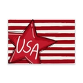 Independence Day placemat with USA star and red white stripes on rustic burlap texture - Cotton-Linen Look / USA Star Stripes Pattern (cdc01-09)