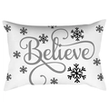 Christmas lumbar pillow cover featuring snowflakes and Believe text in white and gray - 30X50cm (Cover Only) / Off-white Believe Text (DRD419-11)