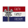 Independence Day table mat with Faith Family Freedom print and black white bow - Cotton-Linen Look / Faith Family Freedom Bow (cdc01-10)
