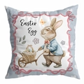 Easter peach skin pillowcase with watercolor rabbit pushing an egg cart design - 45x45cm / DRD478-8